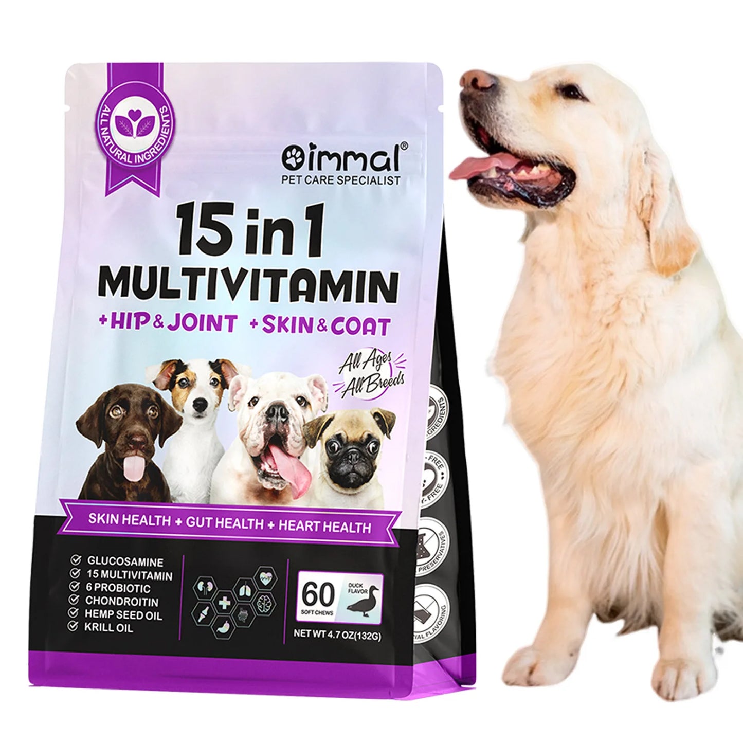 Oimmal 15-in-1 Multivitamin + Hip & Joint + Skin & Coat