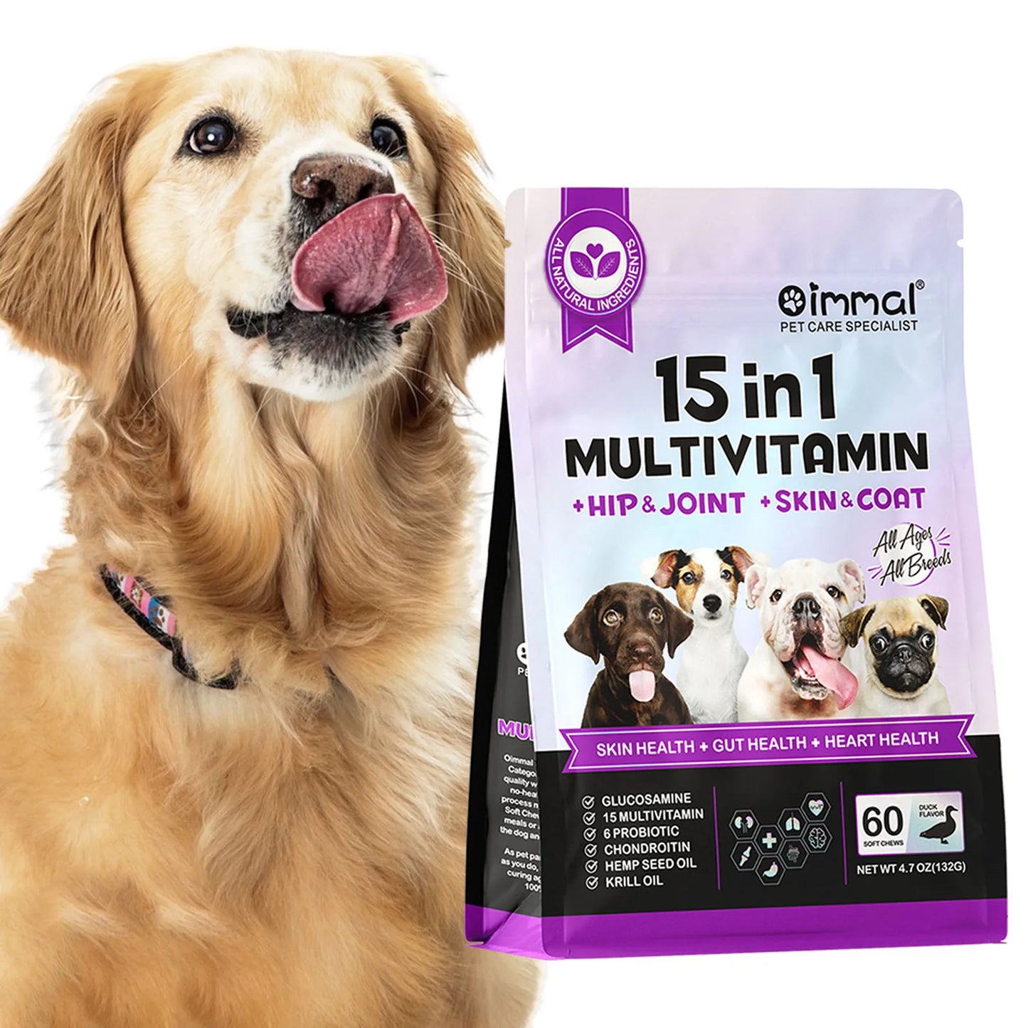 Oimmal 15-in-1 Multivitamin + Hip & Joint + Skin & Coat