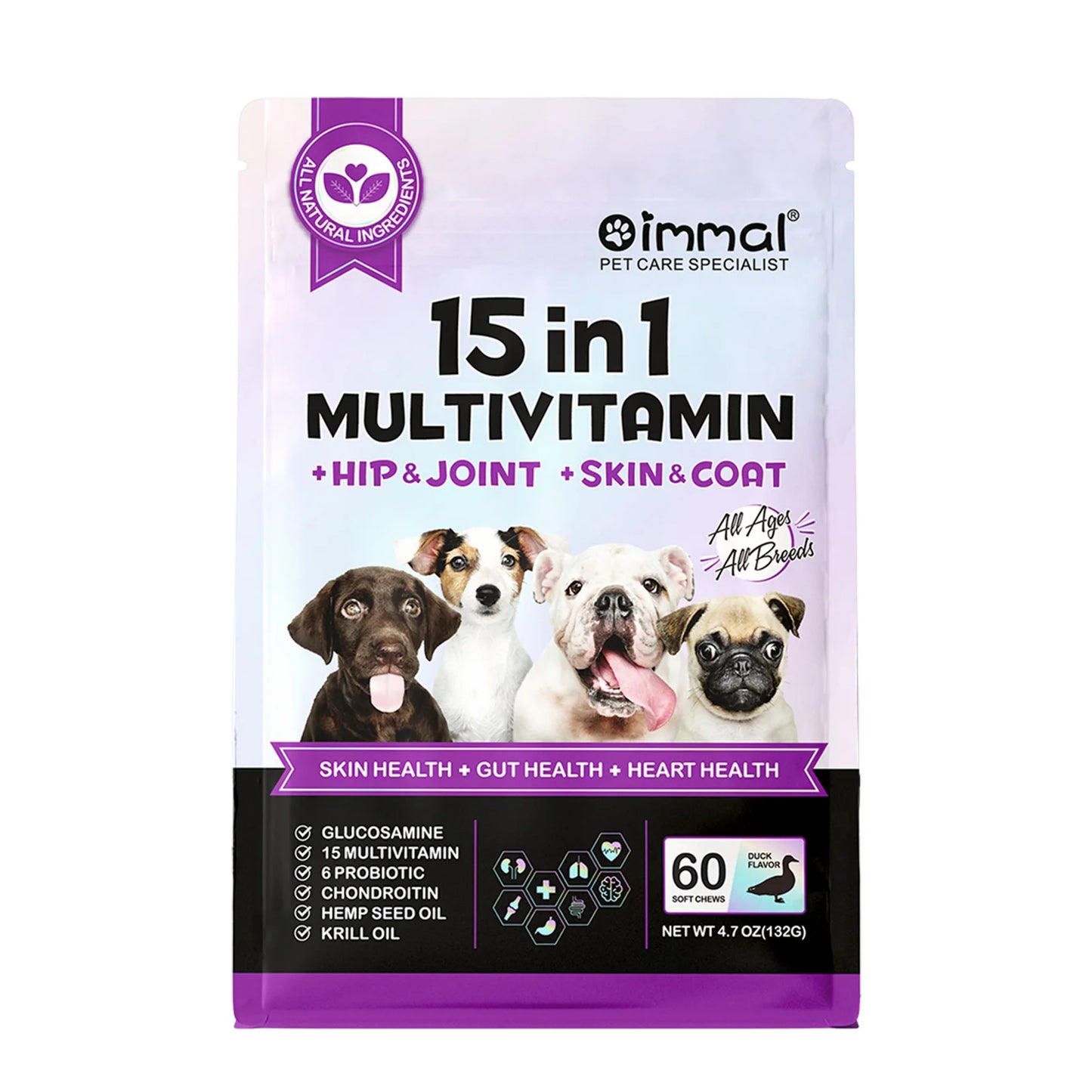 Oimmal 15-in-1 Multivitamin + Hip & Joint + Skin & Coat